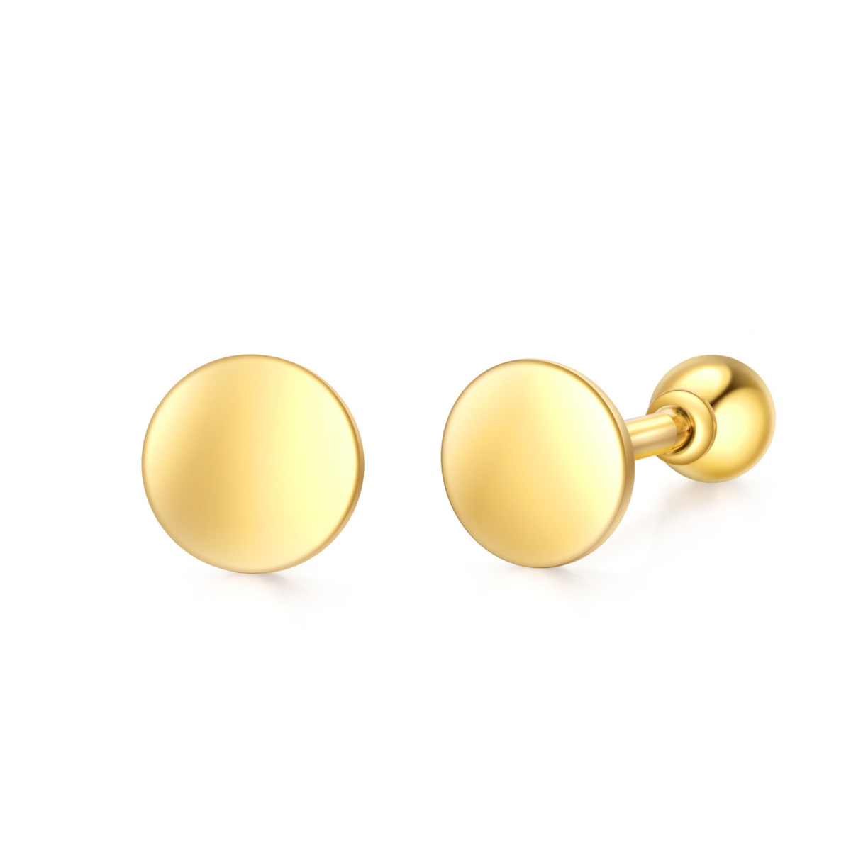 14K Gold Oval Shaped Stud Earrings-1