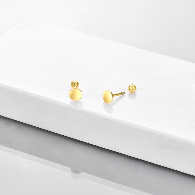 14K Gold Oval Shaped Stud Earrings-3