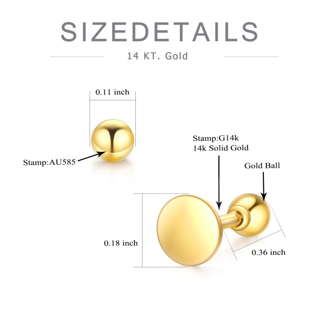 14K Gold Oval Shaped Stud Earrings-4