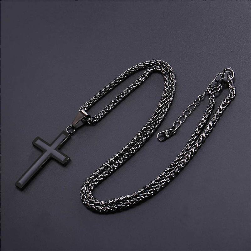 Stainless Steel with Black Color Plated Cross Pendant Necklace for Men-2