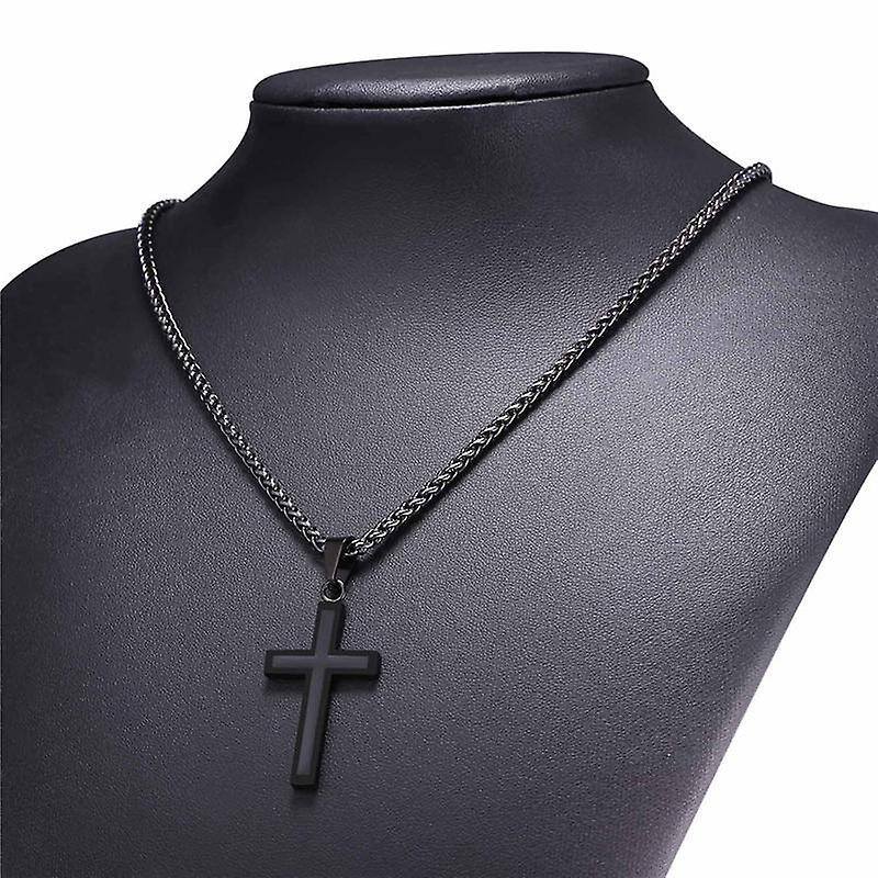 Stainless Steel with Black Color Plated Cross Pendant Necklace for Men-3