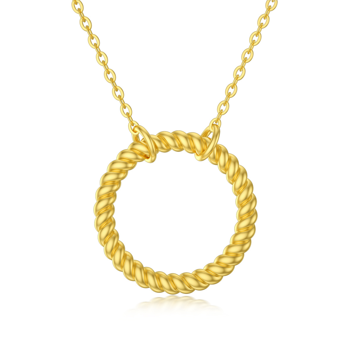 14K Gold Kreis Kreis Anhänger Halskette-1