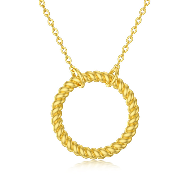 14K Gold Circle Circle Pendant Necklace-0