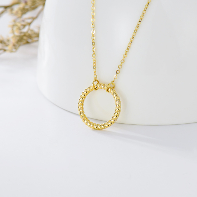 14K Gold Circle Circle Pendant Necklace-2