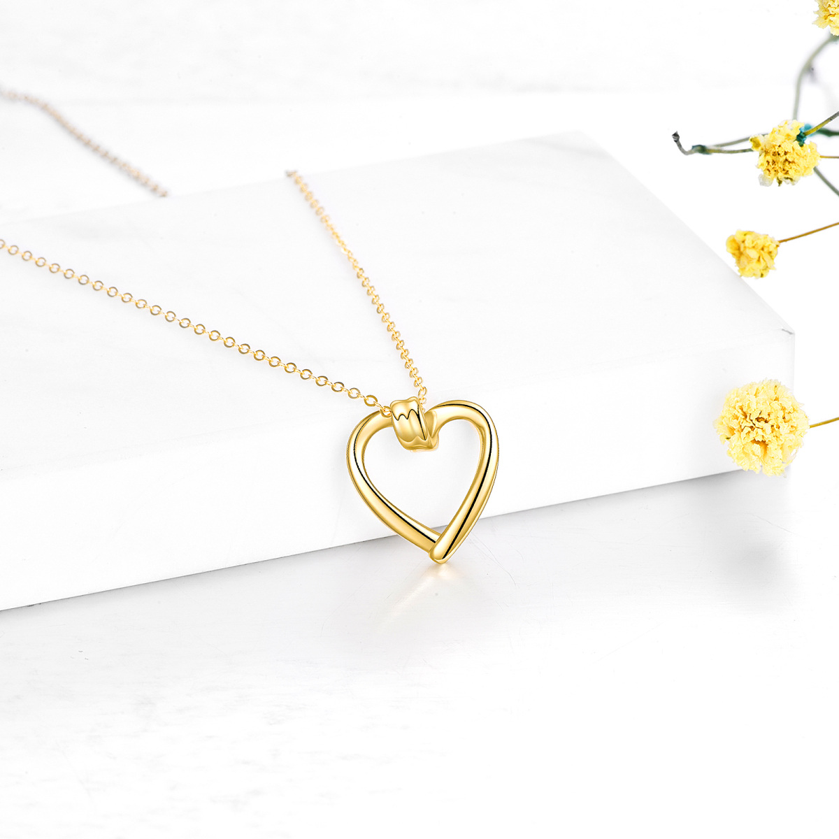 Collier avec pendentif en forme de coeur en or 14K-3