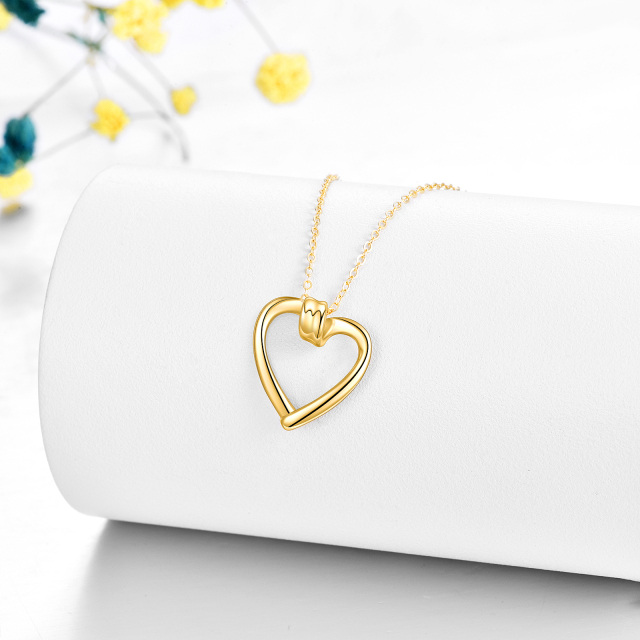 14K Gold Heart Pendant Necklace-4