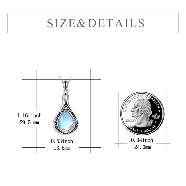 Sterling Silver Two-tone Moonstone Drop Shape Urn Necklace for Ashes-4
