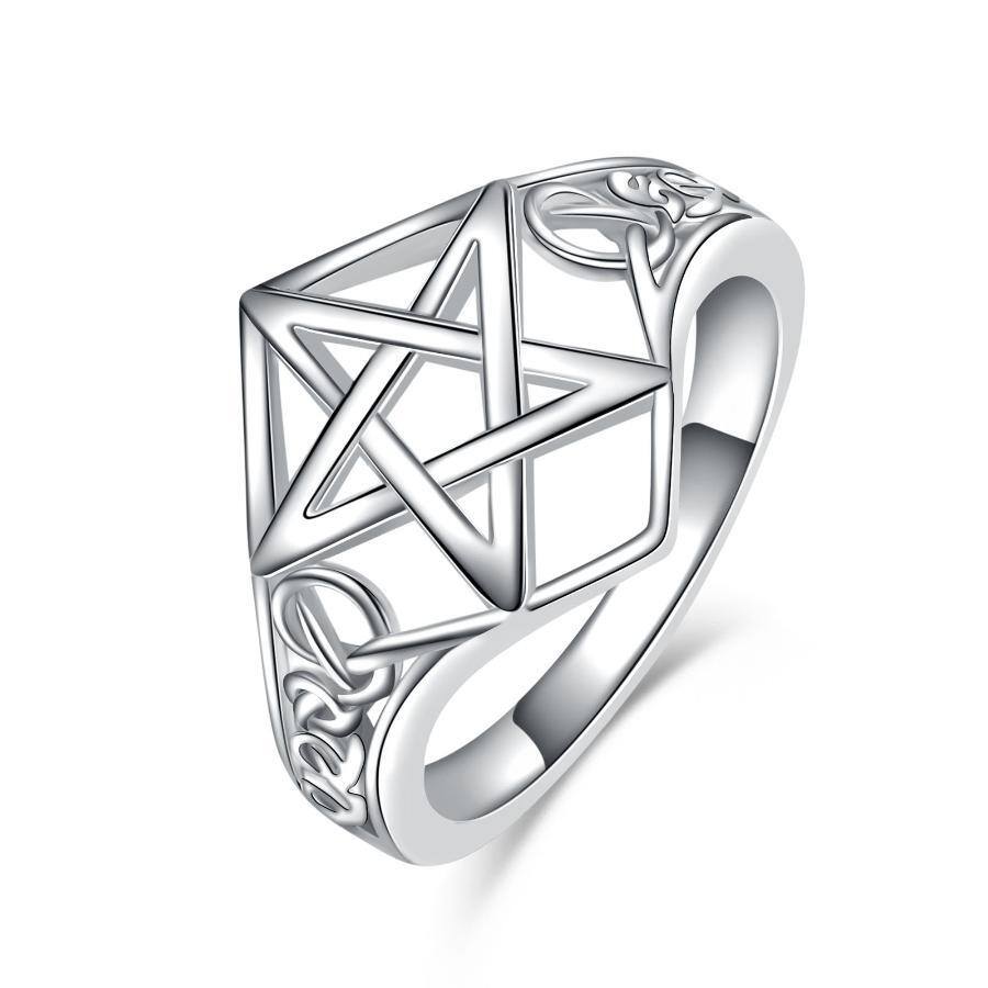 Keltischer Knoten-Pentagramm-Ring aus Sterlingsilber-1