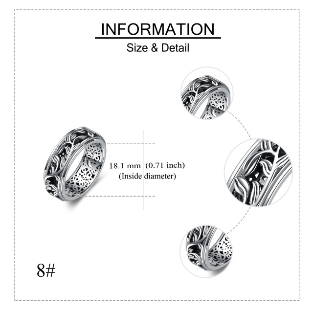 Bague en argent sterling feuilles en filigrane bague tournante soulageant le stress-4