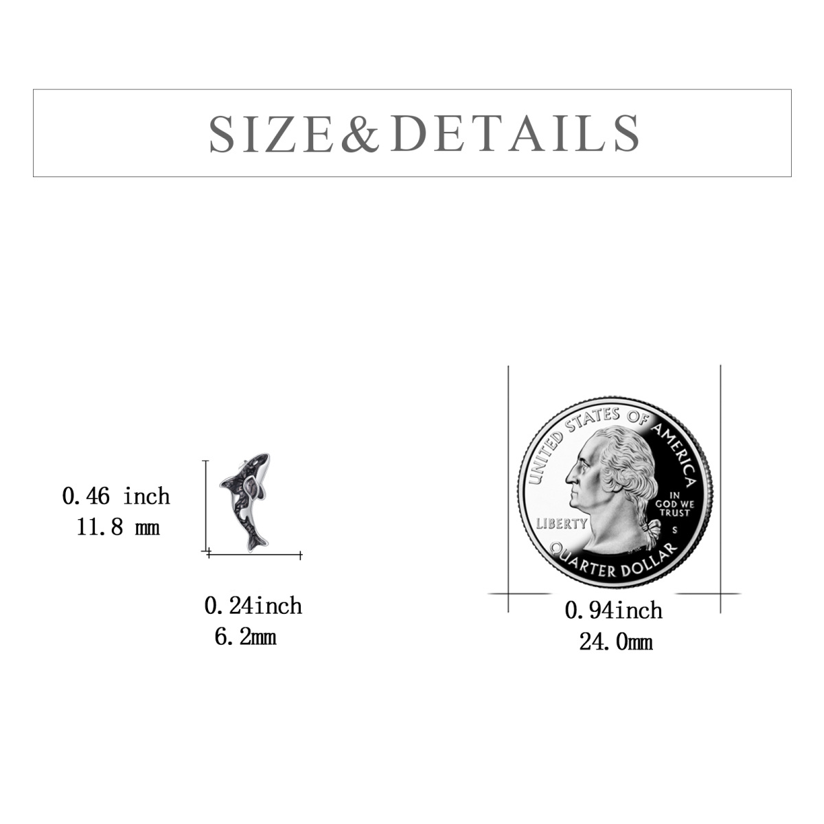 Zweifarbige Wal-Ohrstecker aus Sterlingsilber-5