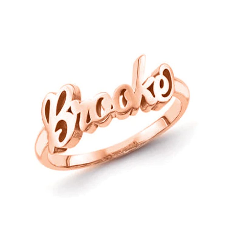 Sterling Silver with Rose Gold Plated Personalized Classic Name Ring-1