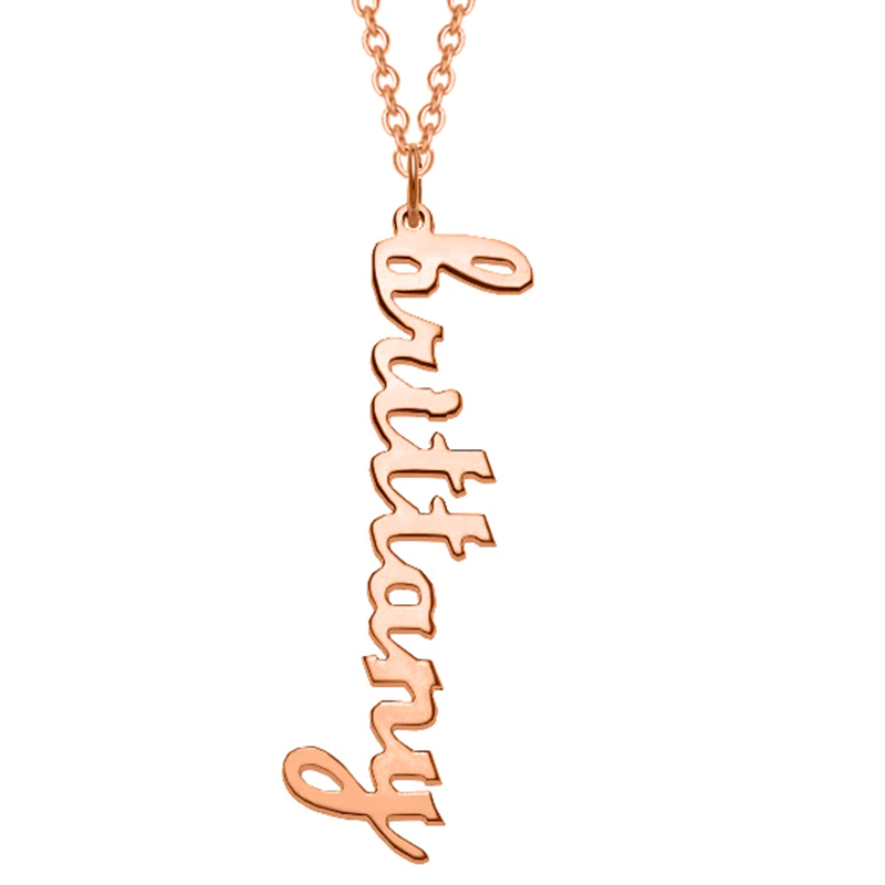 Sterling Silver with Rose Gold Plated Personalized Classic Name Pendant Necklace-1