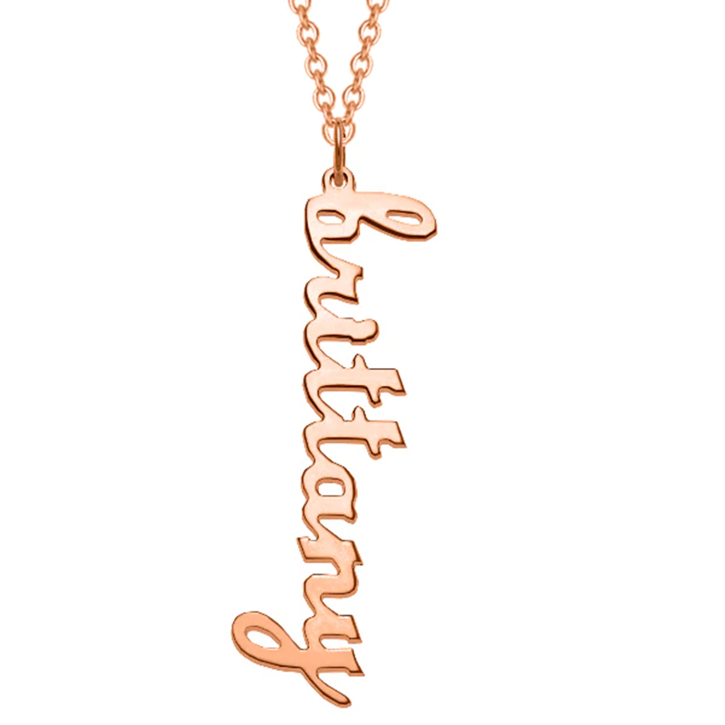 Collar Colgante con Nombre Clásico Personalizado en Plata de Ley con baño de Oro Rosa-1