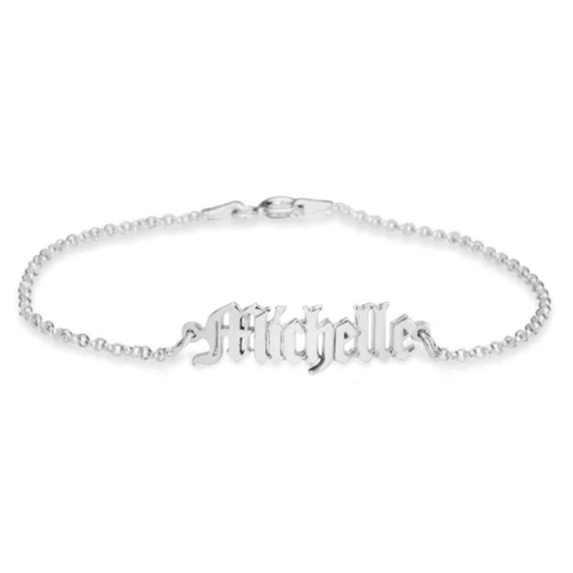 Sterling Silber mit Rose Gold plattiert Personalisierte Klassische Name Anhänger Armband-2