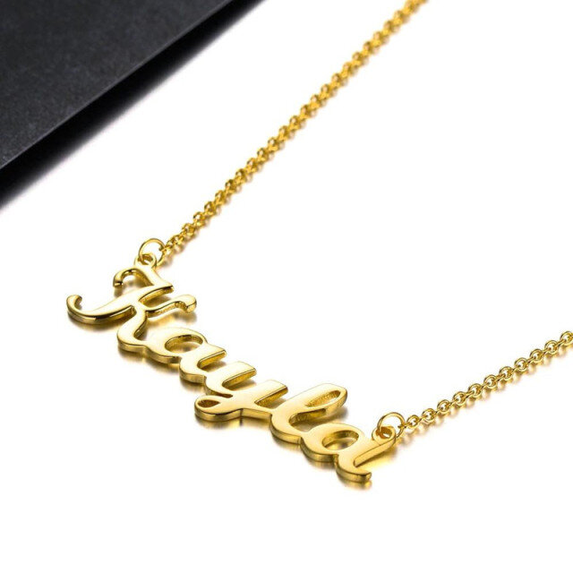 Collar Colgante con Nombre Clásico Personalizado en Plata de Ley con baño de Oro Rosa-2