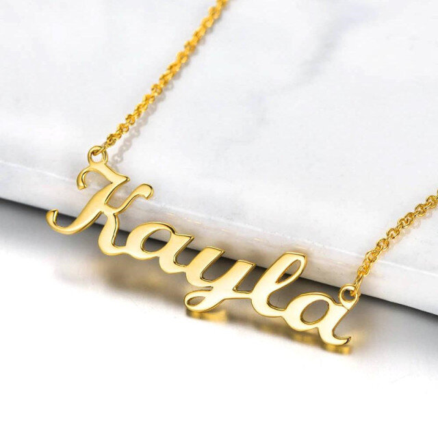 Sterling Silver with Rose Gold Plated Personalized Classic Name Pendant Necklace-1