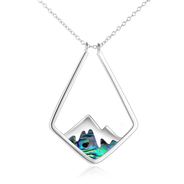 Sterling Silver Abalone Shellfish Mountains Pendant Necklace-0