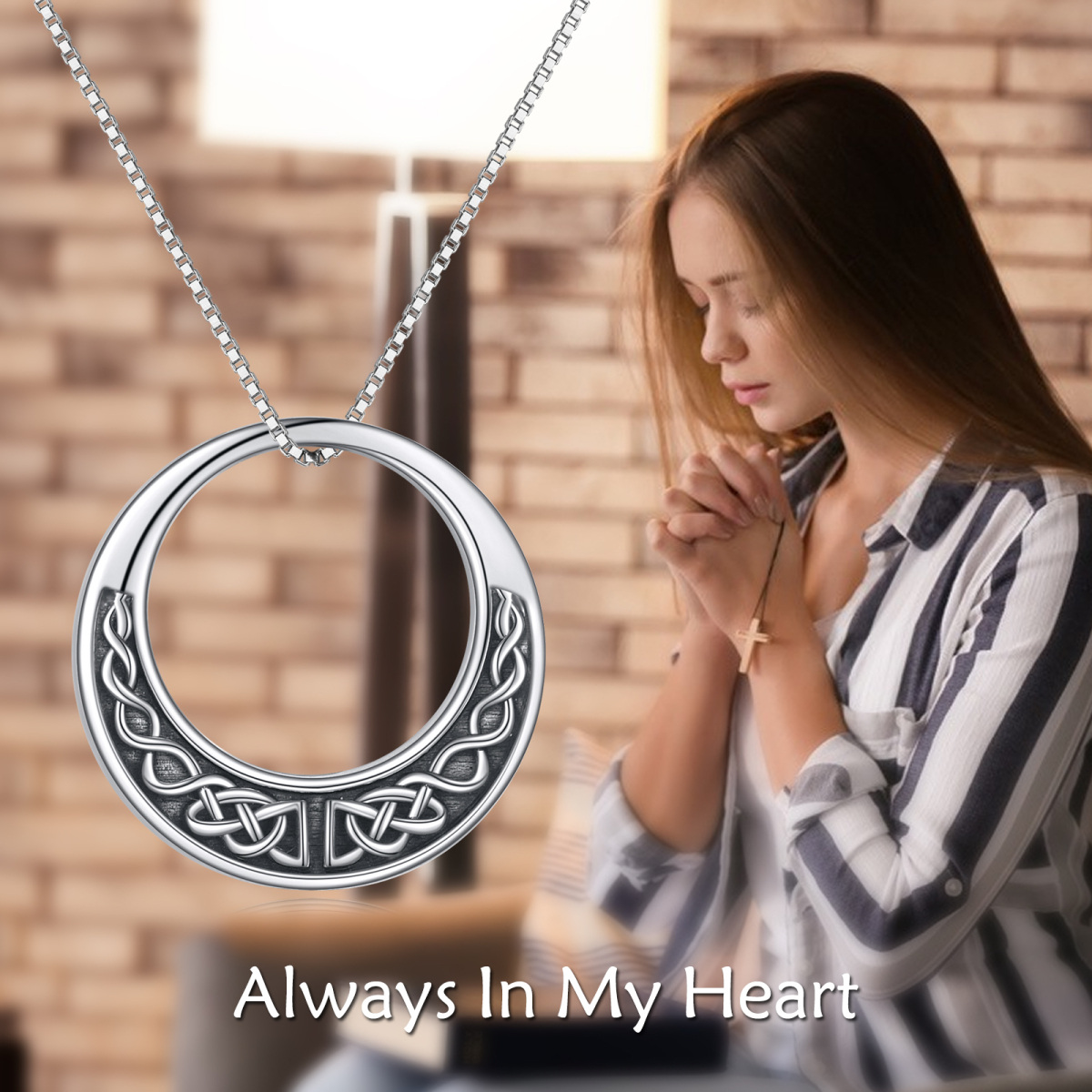 Sterling Silver Celtic Knot Urn Necklace for Ashes with Engraved Word-6