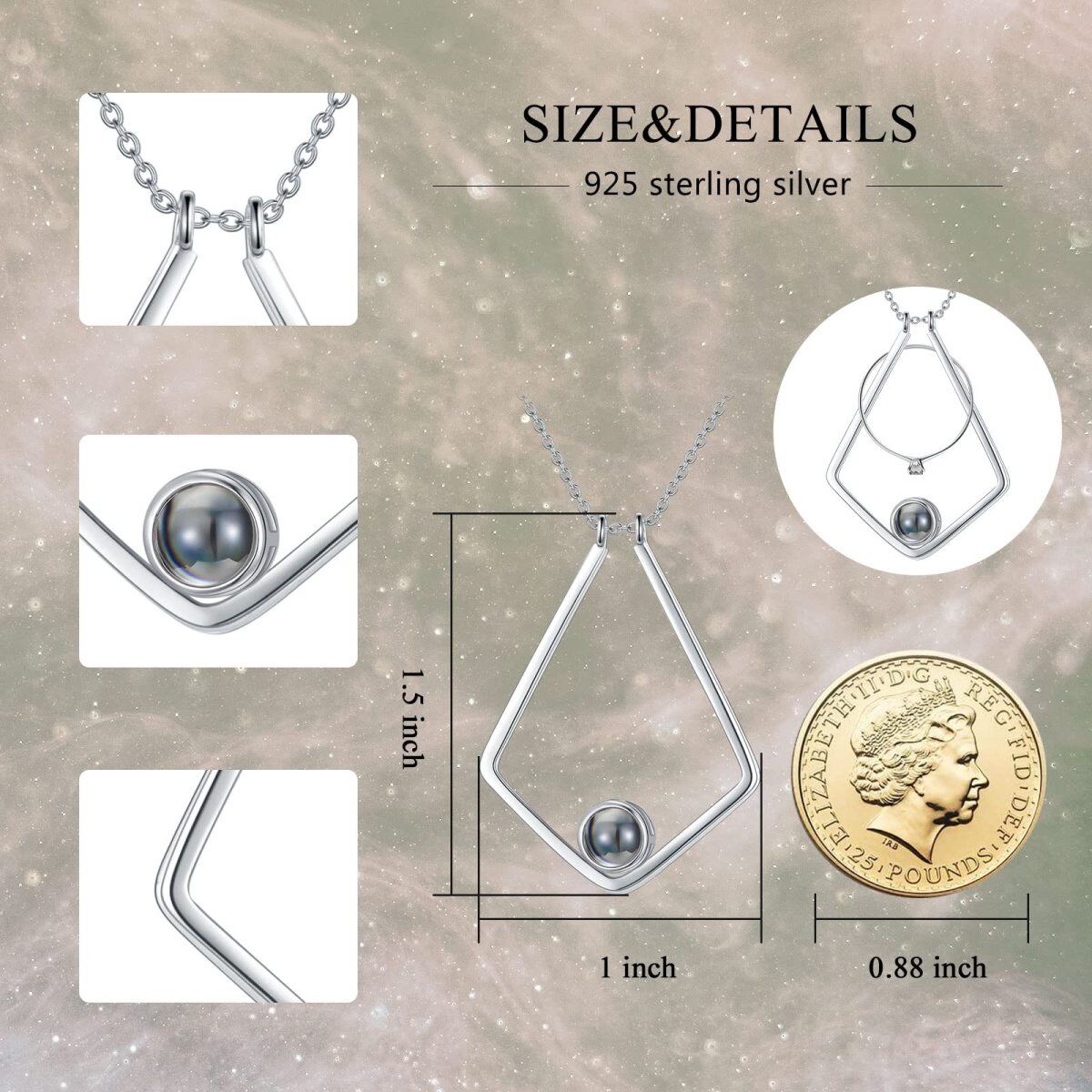 Collier en argent sterling avec pierre de projection de forme circulaire Collier avec pend-5