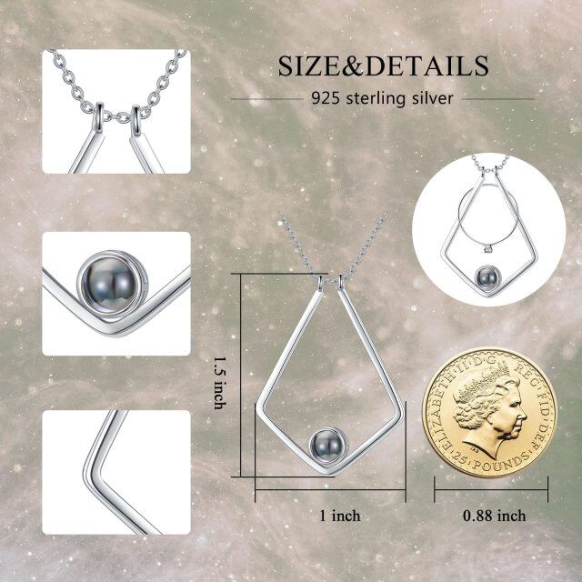 Sterling Silver Circular Shaped Projection Stone Projection Customization Pendant Necklace-4