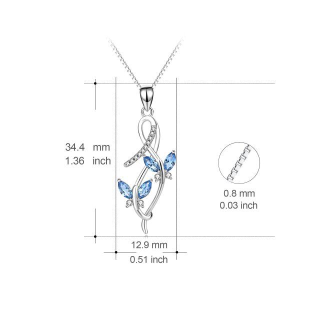 Sterling Silber Kristall Schmetterling Anhänger Halskette-3