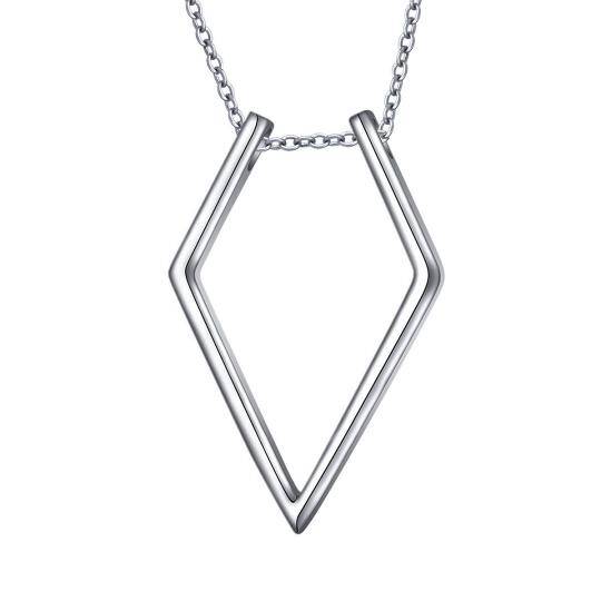 Sterling Silver Diamond Shaped Ring Holder Pendant Necklace