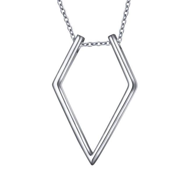 Colar com pingente porta-anéis em forma de diamante em prata esterlina-0