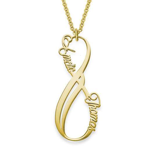 925 Sterling Silver Infinity Vertical Couple Name Necklace for Women