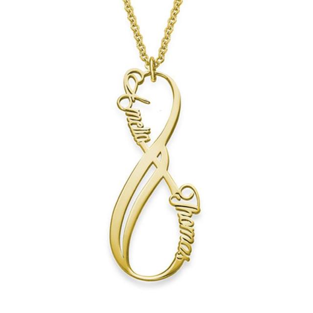 925 Sterling Silver Infinity Vertical Couple Name Necklace for Women-0