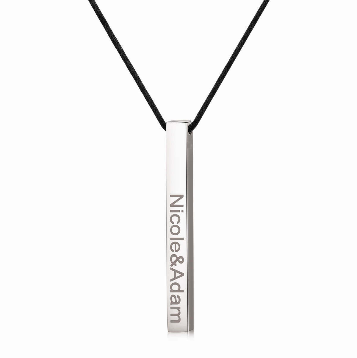 Sterling Silver Personalized Classic Name Bar Necklace-1