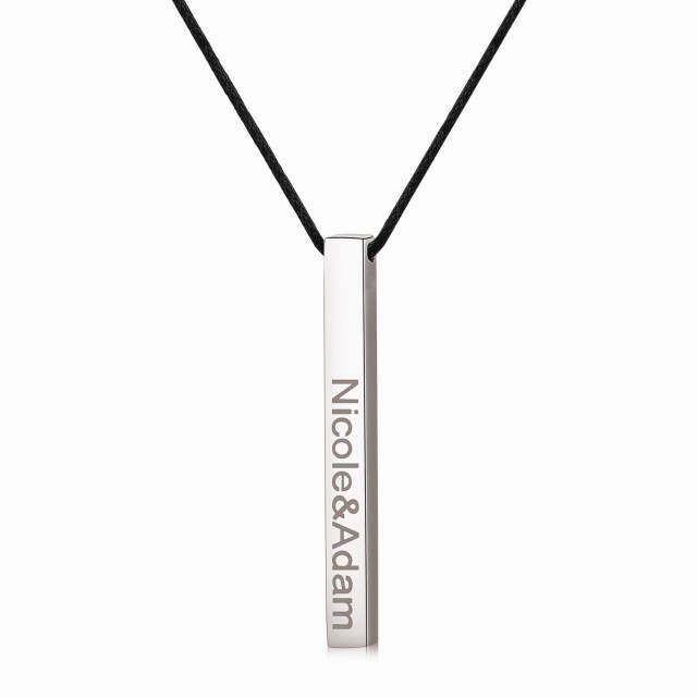 Sterling Silver Personalized Classic Name Bar Necklace-1