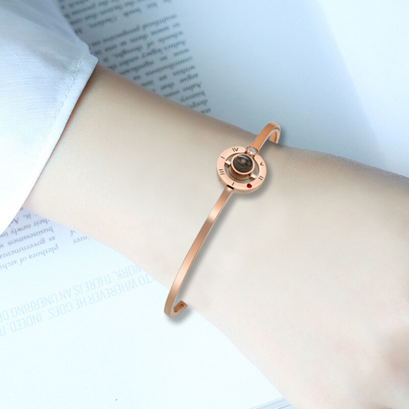 Bracelet en argent sterling avec pendentif en pierre de projection plaqué or rose-3