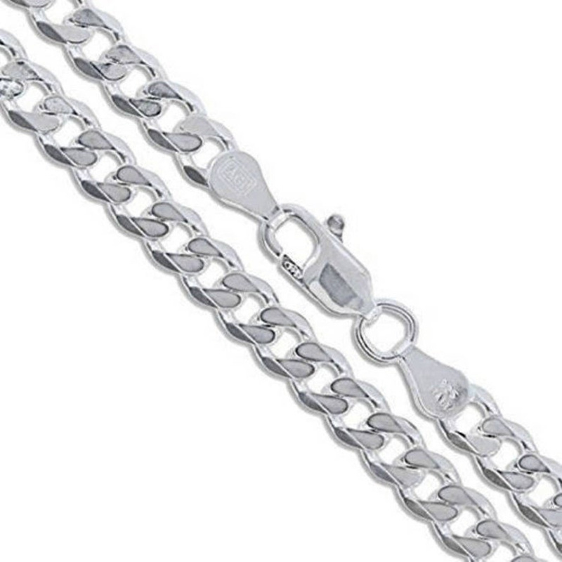 Sterling Silver uban Chain Curb Link Chain Bracelet-4
