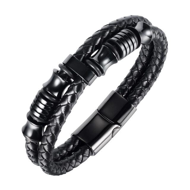 Bracelet uni en acier inoxydable avec rhodium noir pour homme-2