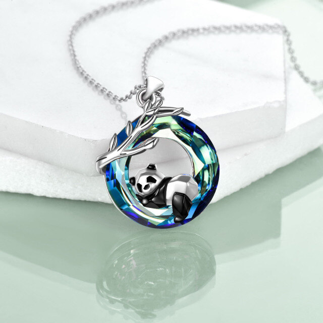 Sterling Silver Crystal Panda Pendant Necklace-4