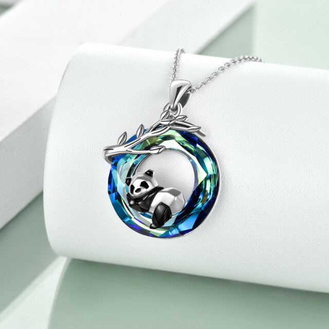 Sterling Silver Crystal Panda Pendant Necklace-3