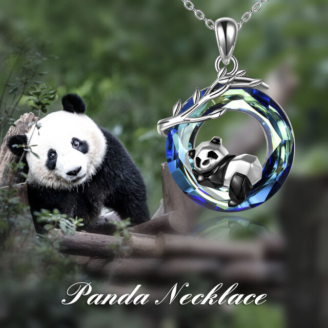 Halskette mit Panda-Anhänger aus Sterlingsilber mit Kristall-2