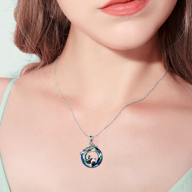 Sterling Silver Crystal Panda Pendant Necklace-1