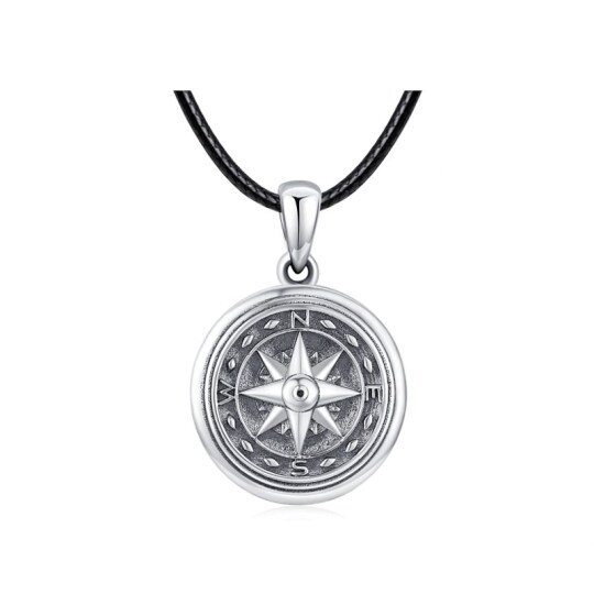 Collana con medaglione personalizzato in argento sterling con catena a corda nera