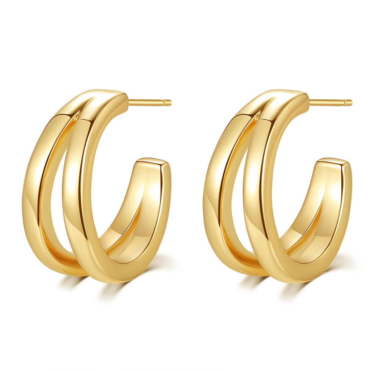 Sterling Silver with Yellow Gold Plated Stud Earrings-1