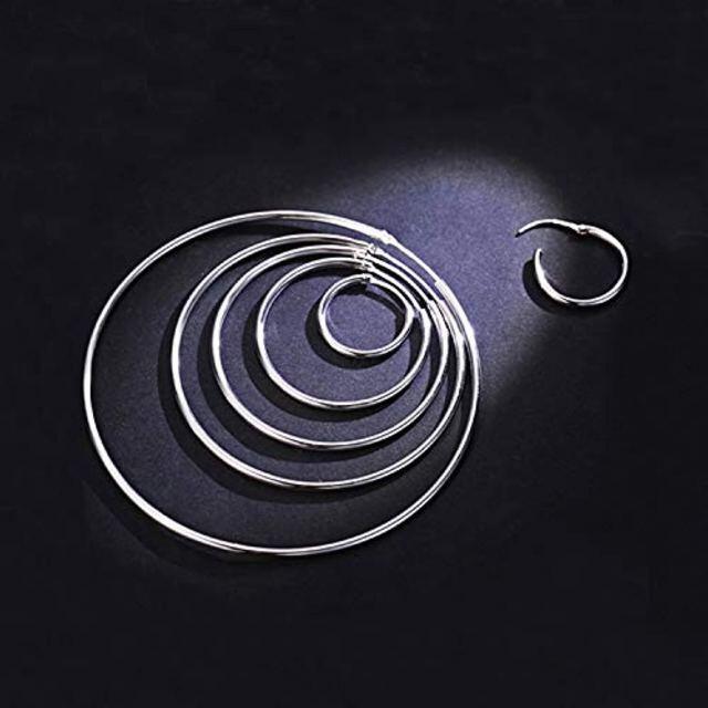 Sterling Silver Circle Hoop Earrings-6