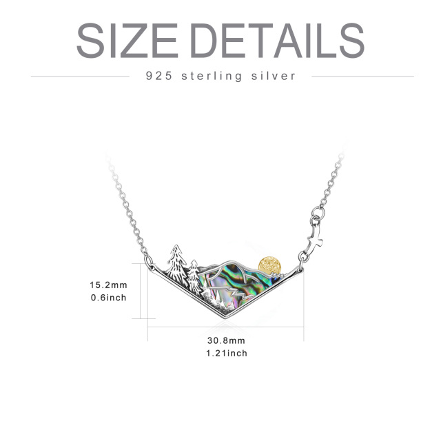 Sterling Silver Tri-tone Mountains Pendant Necklace-4