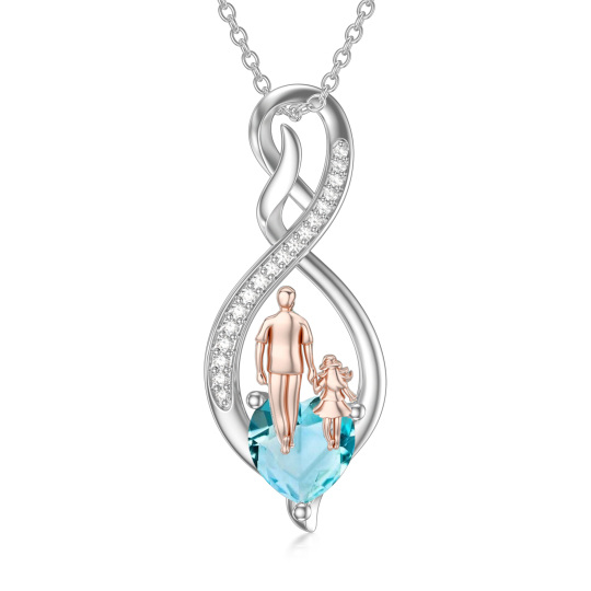 Collier en argent sterling avec pendentif en forme de coeur en zircon cubique père et fill