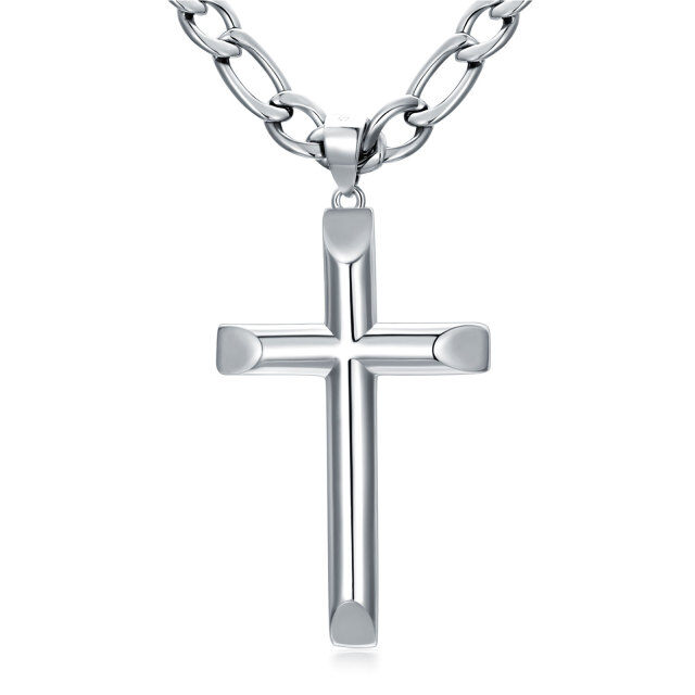 Sterling Silver Cross Pendant Necklace for Men-1