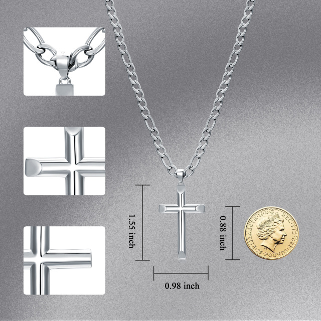 Collana con ciondolo a forma di croce in argento sterling per uomo-7