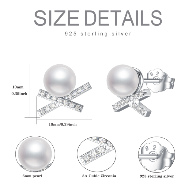 Pearl Stud Earrings in Sterling Silver Gifts for Her Pearl Earring-4