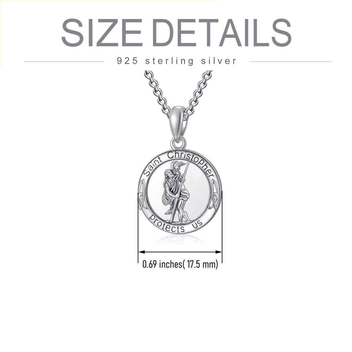 Sterling Silver Saint Christopher Urn Necklace for Ashes with Engraved Word for Men-6
