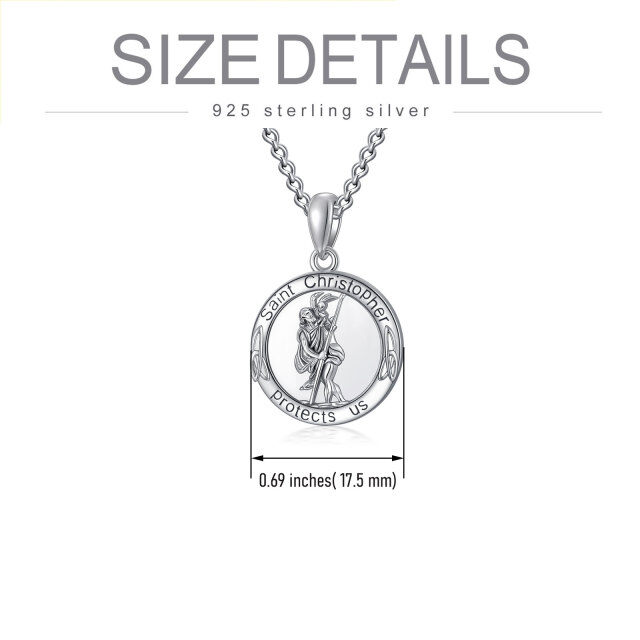 Sterling Silber Saint Christopher Urne Halskette für Asche mit eingraviertem Wort für Männ-5