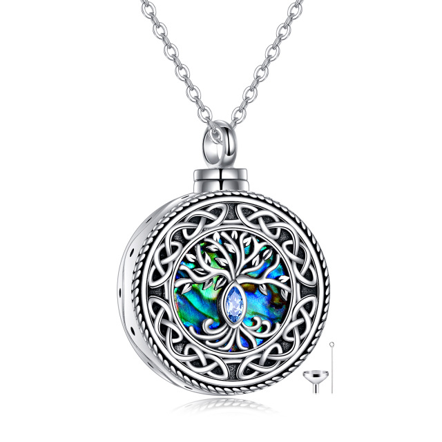 Collier en argent sterling Abalone Shellfish & Cubic Zirconia Tree Of Life & Celtic Knot U-1