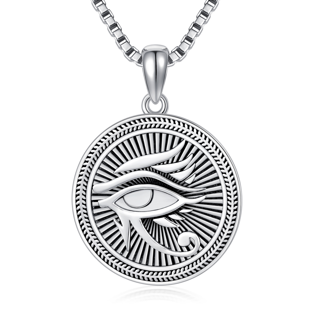 Sterling Silver Devil's Eye Pendant Necklace for Men-1